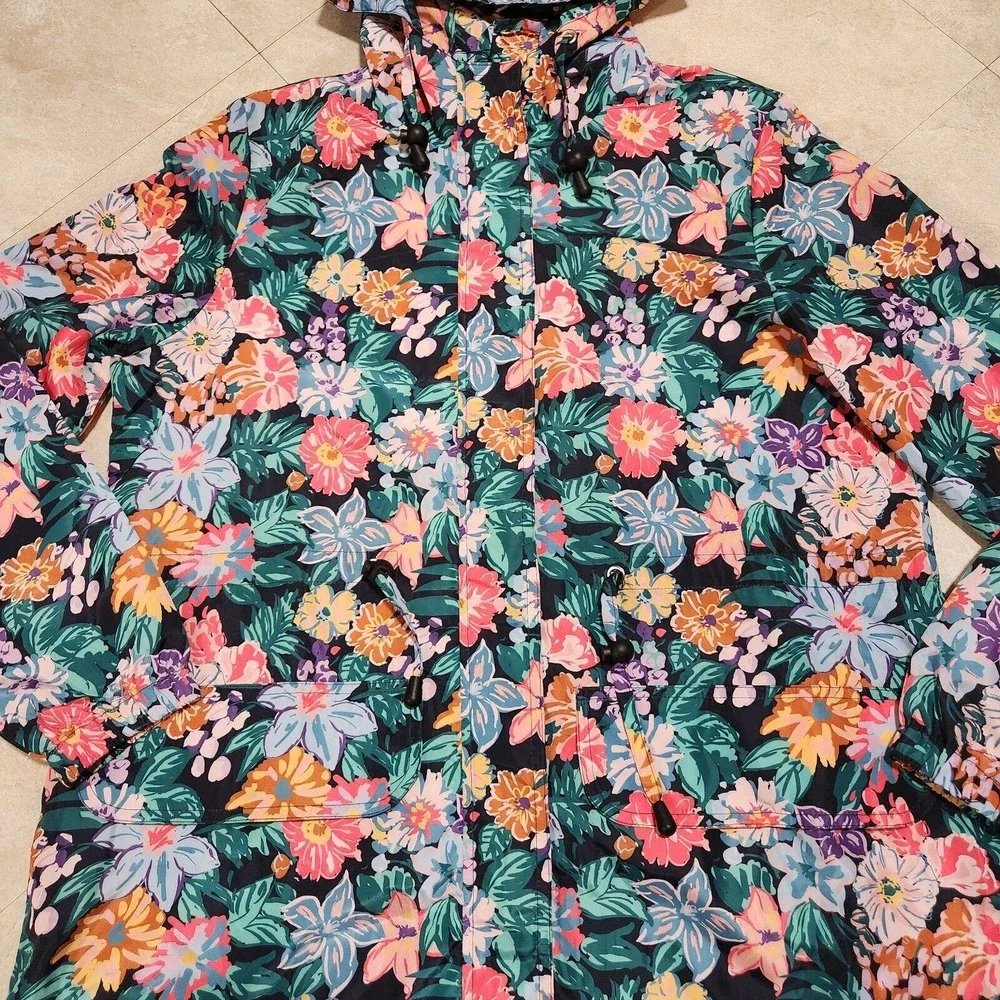 Vera Bradley Womens S Small Colorful Floral Water Resistant Raincoat Rain Jacket - Picture 8 of 16